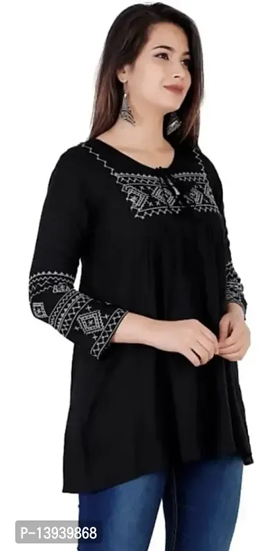 THE FABULOUS FAB Women's Rayon Embroidered Top Regular Fit and Casual Wear Top-thumb3