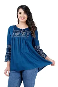 THE FABULOUS FAB Women's Rayon Embroidered Top Regular Fit and Casual Wear Top-thumb3