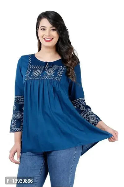 THE FABULOUS FAB Women's Rayon Embroidered Top Regular Fit and Casual Wear Top-thumb4