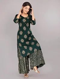 THE FABULOUS FAB Women's Rayon Printed kurta 3/4 sleeve with Sarara Set Casual wear  Regular Fit-thumb1