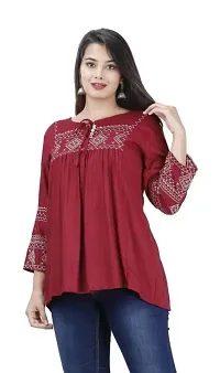 THE FABULOUS FAB Women's Rayon Embroidered Top Regular Fit and Casual Wear Top-thumb1