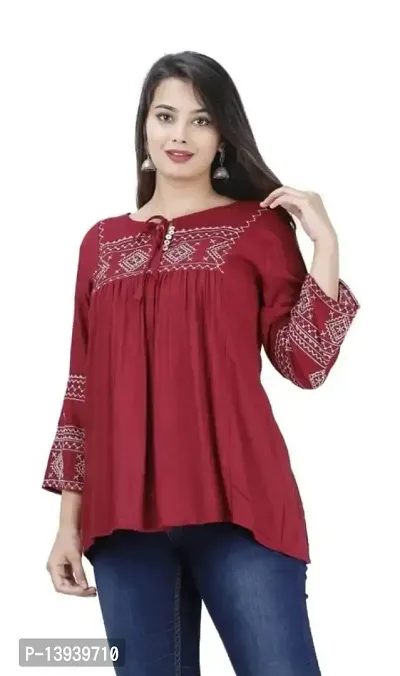 THE FABULOUS FAB Women's Rayon Embroidered Top Regular Fit and Casual Wear Top-thumb2