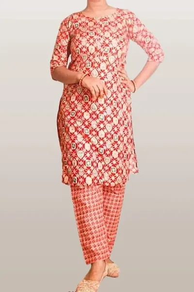 Stylish Polycotton A Line Kurta Pant Set