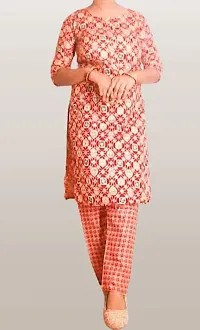 Stylish Polycotton  Printed A Line Kurta Pant Set-thumb1