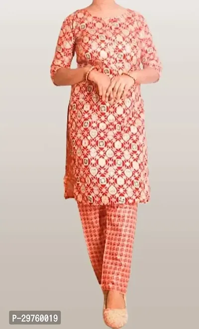 Stylish Polycotton  Printed A Line Kurta Pant Set-thumb2