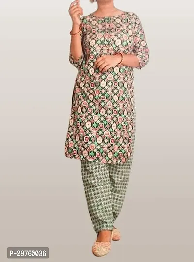 Stylish Polycotton  Printed A Line Kurta Pant Set-thumb2