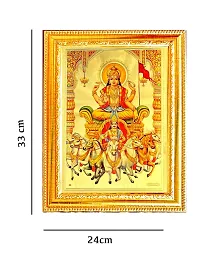 Suninow lord surya photo frame | God photo Religious Framed Painting for Wall and Pooja/Hindu Bhagwan Devi Devta Photo Frame/God Poster for Puja (33 x 24 cm)-thumb1