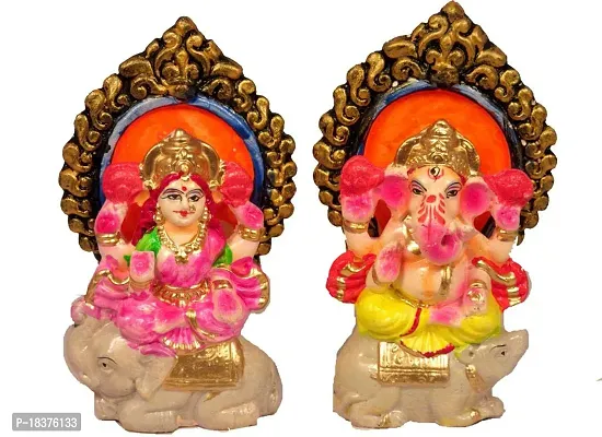 Suninow Laxmi Ganesha Statue Mitti Cool Terracotta Clay Ganesh laxmi Idol for Diwali