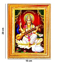 Suninow saraswati maa photo frame | God goddess Religious Framed Painting for Wall and Pooja/Hindu Bhagwan Devi Devta Photo Frame/God Poster for Puja (saraswati maa)-thumb1