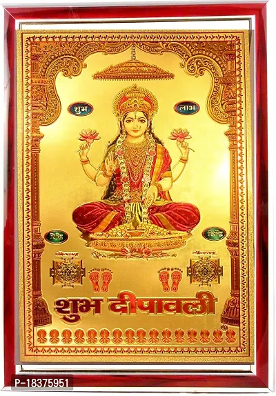 SUNINOW Gold Plated Photo Frame of MATA LAXMI ji with Yantra and PADUKA