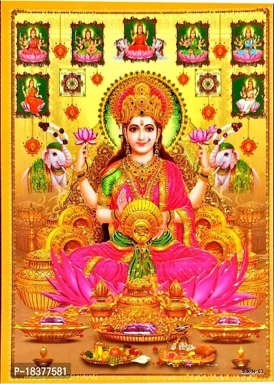 Suninow Hindu Lord Goddess Ashta Lakshmi God Religious Framed Painting for Wall and Pooja/Hindu Bhagwan Devi Devta Photo Frame/God Poster for Puja-thumb2