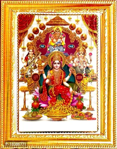Suninow 3D laxmi Ganesh Saraswati with kuber ji Photo Frame (8 x 10 inch) (lgs5)