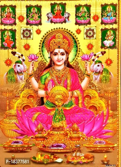 Suninow Hindu Lord Goddess Ashta Lakshmi God Religious Framed Painting for Wall and Pooja/Hindu Bhagwan Devi Devta Photo Frame/God Poster for Puja-thumb3