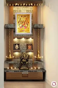 Suninow God laxmi saraswati ganesh with shubh labh photo frame | Religious Framed Painting for Wall and Pooja/Hindu Bhagwan Devi Devta Photo Frame/God Poster for Puja (33 x 24 cm)-thumb1