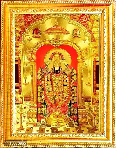 Suninow Wood Tirupati Balaji Photo Frame |God Photo Frames | Lord Venkateswara Photo Frame | Tirupati Balaji Lakshmi Photo Frame | Photo Frame (33 X 24 Cm Wall Mount (Gold)