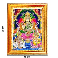 Suninow Laxmi Ganesh Saraswati with Silver zari Work Photo Frame | God Goddess Religious Framed Painting for Wall and Pooja/Hindu Bhagwan Devi Devta Photo Frame/God Poster for Puja-thumb1