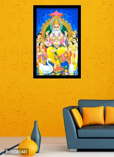 Suninow God Religious black colored Framed Painting for Wall and Pooja/Hindu Bhagwan Devi Devta Photo Frame/God Poster for Puja (brahma ji)-thumb2