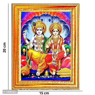 Suninow vishnu laxmi photo with frame | God goddess Religious Framed Painting for Wall and Pooja/Hindu Bhagwan Devi Devta Photo Frame/God Poster for Puja (vishnu laxmi)-thumb2