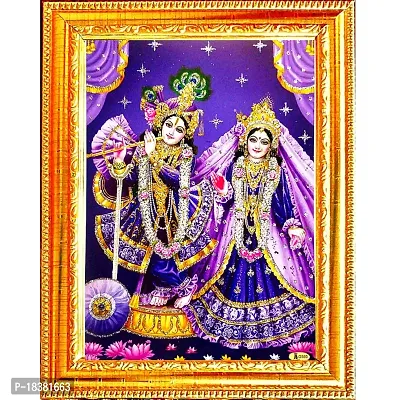 Suninow Digital art radha krishna photo with golden frame | god goddess photo frame (radha krishna2)-thumb0