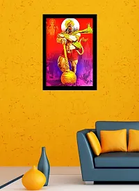 Suninow Hanuman ji Religious black colored Framed big size Painting for Wall and Pooja/Hindu Bhagwan Devi Devta Photo Frame/God Poster for Puja (48 x 34 cm)-thumb1