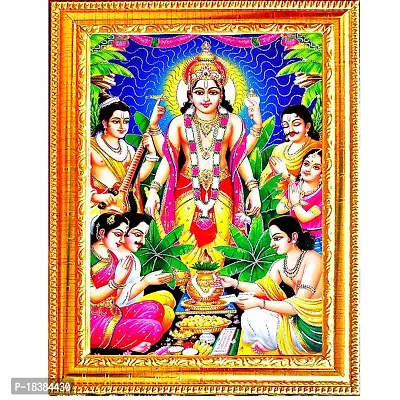 Suninow God satyanarayana Religious Framed Painting for Wall and Pooja/Hindu Bhagwan Devi Devta Photo Frame/God Poster for Puja (42 x 32 cm)-thumb0