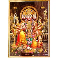 Suninow Panchmukhi Hanuman photo frame/Religious Framed Painting for Wall and Pooja/Hindu Bhagwan Devi Devta Photo Frame/God Poster for Puja (29 X 23 CM) (panchmukhi hanuman 4)-thumb1