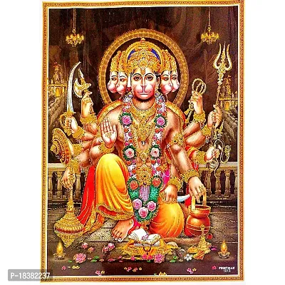 Suninow Panchmukhi Hanuman photo frame/Religious Framed Painting for Wall and Pooja/Hindu Bhagwan Devi Devta Photo Frame/God Poster for Puja (29 X 23 CM) (panchmukhi hanuman 4)-thumb2