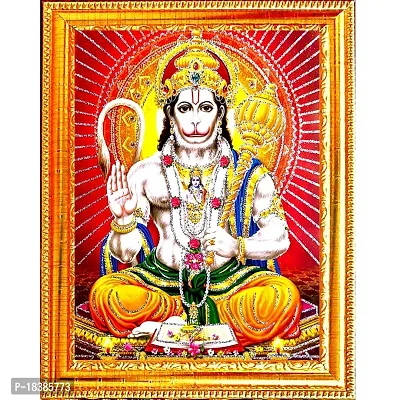 Suninow God Hanuman photo frame | Religious Framed Painting for Wall and Pooja/Hindu Bhagwan Devi Devta Photo Frame/God Poster for Puja (29 X 23 CM) (hanuman ji)-thumb0