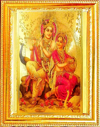 Suninow Radha krishna photo frame | God photo Religious Framed Painting for Wall and Pooja/Hindu Bhagwan Devi Devta Photo Frame/God Poster for Puja (radha krishna)