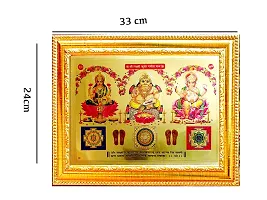 Suninow gold foil embossed Laxmi Kuber ji photo with frame | god photo frame Religious Frame (33 x 24 cm)-thumb1
