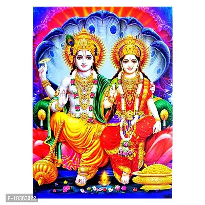 Suninow vishnu laxmi photo with frame | God goddess Religious Framed Painting for Wall and Pooja/Hindu Bhagwan Devi Devta Photo Frame/God Poster for Puja (vishnu laxmi)-thumb3