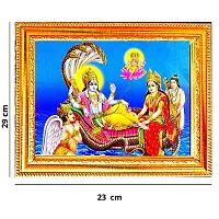 Suninow Vishnu laxmi phoo frame/Religious Framed Painting for Wall and Pooja/Hindu Bhagwan Devi Devta Photo Frame/God Poster for Puja (29 X 23 CM) (vishnu laxmi 1)-thumb1