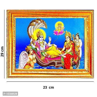 Suninow Vishnu laxmi phoo frame/Religious Framed Painting for Wall and Pooja/Hindu Bhagwan Devi Devta Photo Frame/God Poster for Puja (29 X 23 CM) (vishnu laxmi 1)-thumb2