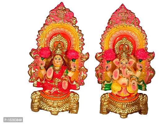 Suninow Terracotta Laxmi Ganesh Statue, Lakshmi Ganesha Idol Laxmi Ganesh Murti, Lakshmi Ganesha Showpiece-thumb0