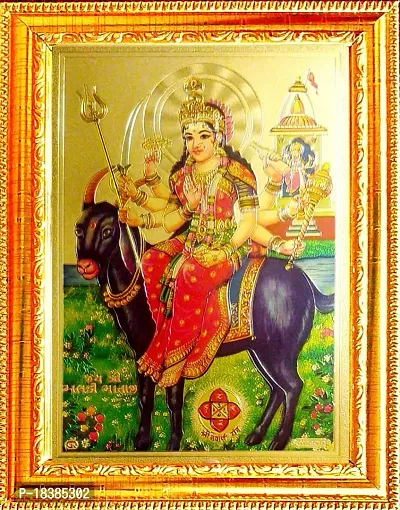 Suninow golden foil embossed god laxmi ganesh saraswati with kuber ji photo frame (7 x 5) (ragat meldi mata)