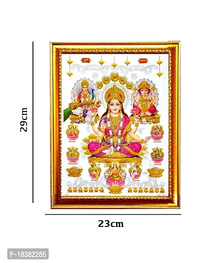 Suninow laxmi ganesh saraswati photo frame Religious Framed Painting for Wall and Pooja/Hindu Bhagwan Devi Devta Photo Frame/God Poster for Puja (29 X 23 CM)-thumb3