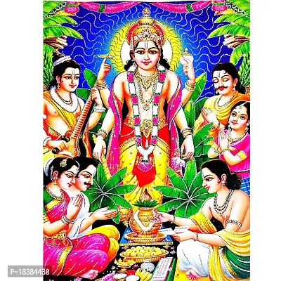 Suninow God satyanarayana Religious Framed Painting for Wall and Pooja/Hindu Bhagwan Devi Devta Photo Frame/God Poster for Puja (42 x 32 cm)-thumb3
