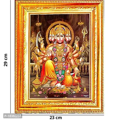 Suninow Panchmukhi Hanuman photo frame/Religious Framed Painting for Wall and Pooja/Hindu Bhagwan Devi Devta Photo Frame/God Poster for Puja (29 X 23 CM) (panchmukhi hanuman 4)-thumb3