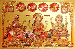 Suninow Laxmi Ganesh Saraswati photo frame | God photo Religious Framed Painting for Wall and Pooja/Hindu Bhagwan Devi Devta Photo Frame/God Poster for Puja (33 x 24 cm)-thumb2