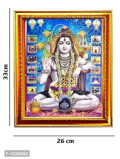 Suninow God saraswati Religious Framed Painting for Wall and Pooja/Hindu Bhagwan Devi Devta Photo Frame/God Poster for Puja (29 X 23 CM) (shiv ji 2)-thumb2