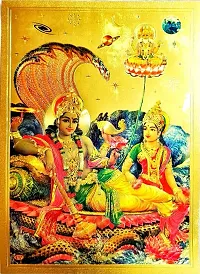 Suninow God vishnu laxmi - gold foil plated photo with frame | Religious Framed Painting for Wall and Pooja/Hindu Bhagwan Devi Devta Photo Frame/God Poster for Puja (33 x 24 cm)-thumb2