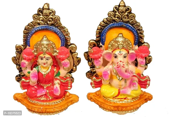 Suninow Laxmi Ganesha Statue Mitti Cool Terracotta Clay Ganesh laxmi Idol for Diwali-thumb2