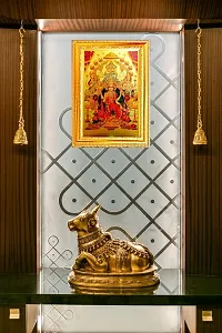 Suninow golden foil embossed god laxmi ganesh saraswati with kuber ji photo frame (8 x 12) (lgs with kuber ji)-thumb2