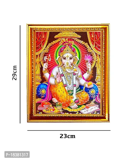 Suninow God saraswati Religious Framed Painting for Wall and Pooja/Hindu Bhagwan Devi Devta Photo Frame/God Poster for Puja (29 X 23 CM) (ganesh ji)-thumb2