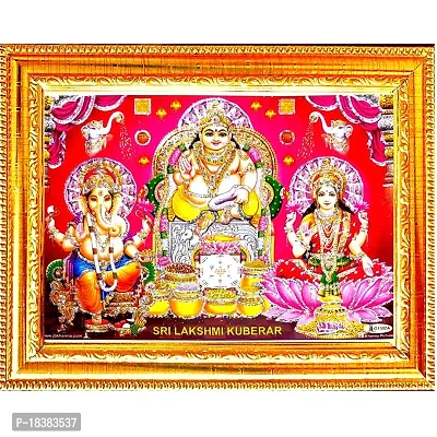 Suninow kuber laxmi ganesh photo frame | God goddess Religious Framed Painting for Wall and Pooja/Hindu Bhagwan Devi Devta Photo Frame/God Poster for Puja