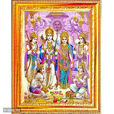 Suninow God Ram darbar Religious Framed Painting for Wall and Pooja/Hindu Bhagwan Devi Devta Photo Frame/God Poster for Puja (20 x 15 cm)-thumb0