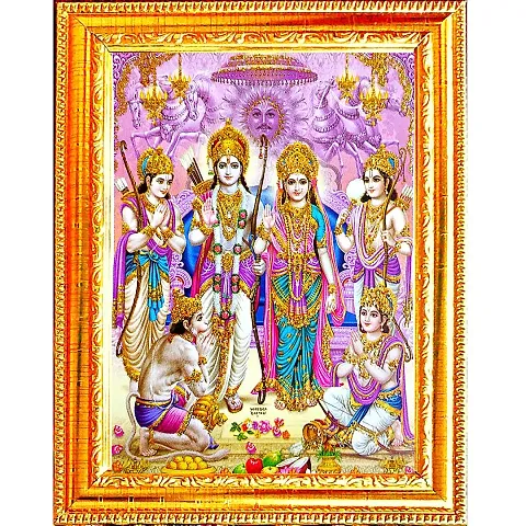 Suninow God Ram darbar Religious Framed Painting for Wall and Pooja/Hindu Bhagwan Devi Devta Photo Frame/God Poster for Puja (20 x 15 cm)