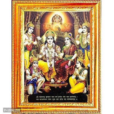 Suninow God Ram darbar Religious Framed Painting for Wall and Pooja/Hindu Bhagwan Devi Devta Photo Frame/God Poster for Puja (20 x 15 cm)-thumb0