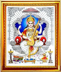 Suninow God saraswati Religious Framed Painting for Wall and Pooja/Hindu Bhagwan Devi Devta Photo Frame/God Poster for Puja (29 X 23 CM) (saraswati ji)-thumb3