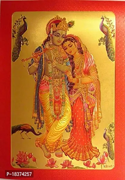 Suninow Gold Plated Photo Frame of Sri Radha Krishna with Multicolor Photo Frame